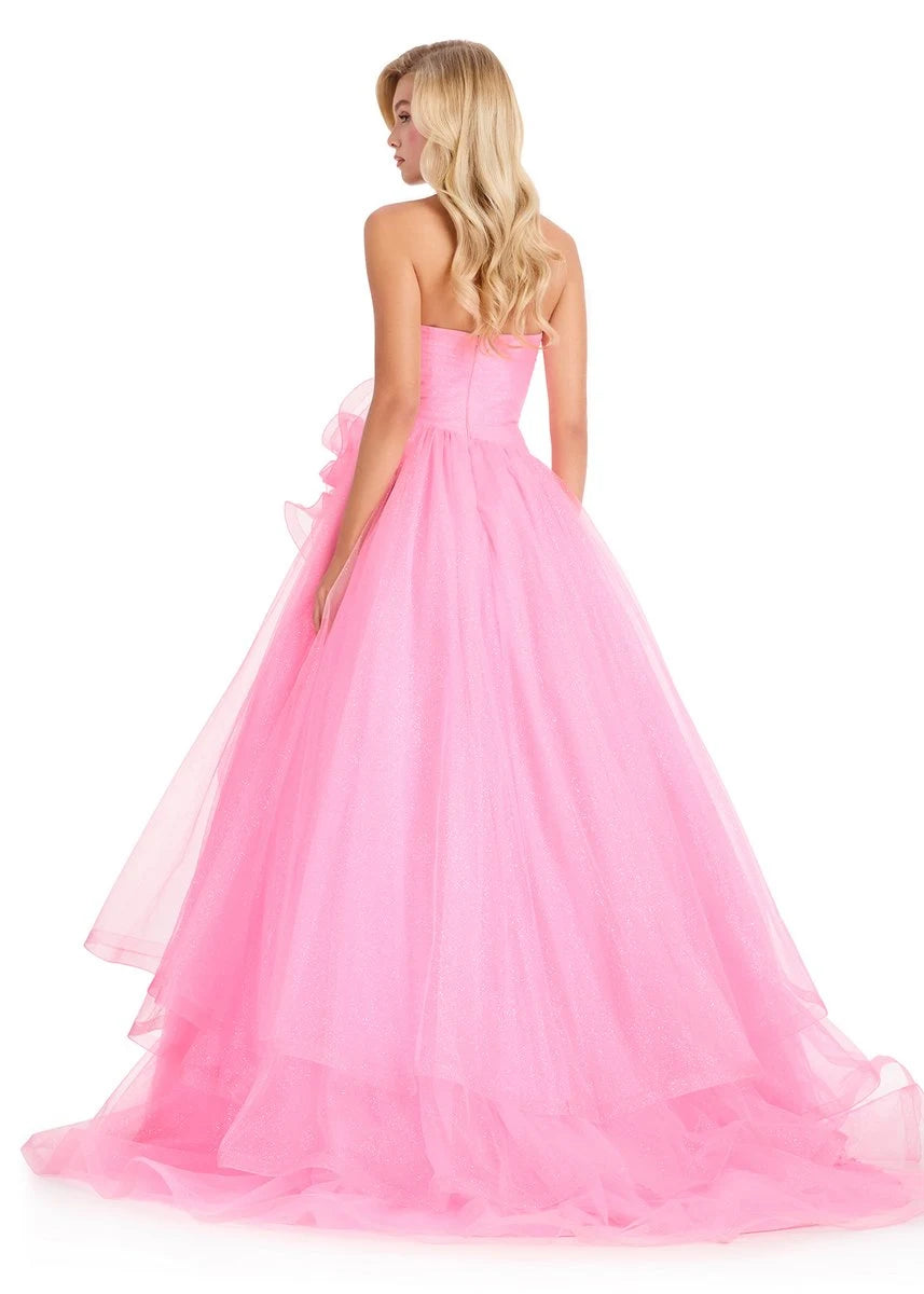 Glamorous Sweetheart Sleeveless Ruffled Pink Ball Gown Floor-Length Prom Dress