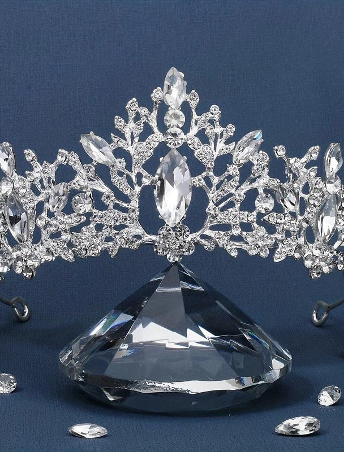 Golden crystal tiara crown for special events.