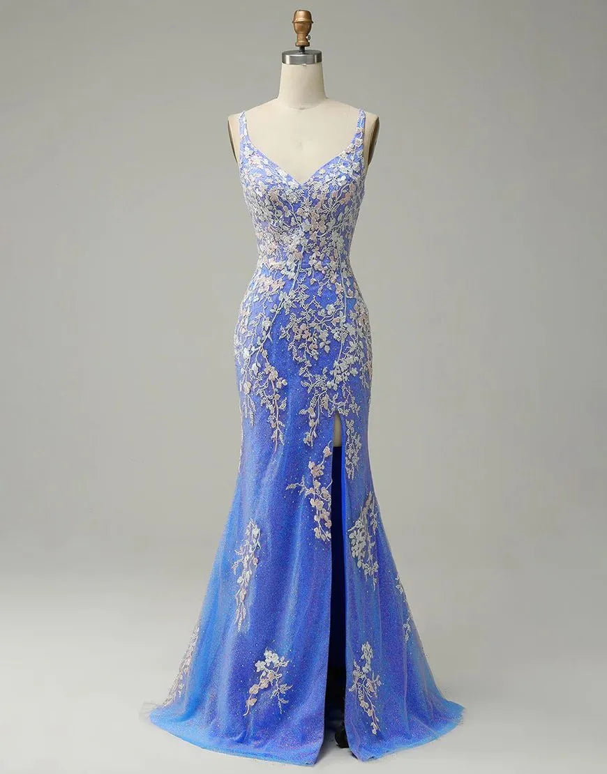 Mermaid V-Neck Prom Dress With Appliques