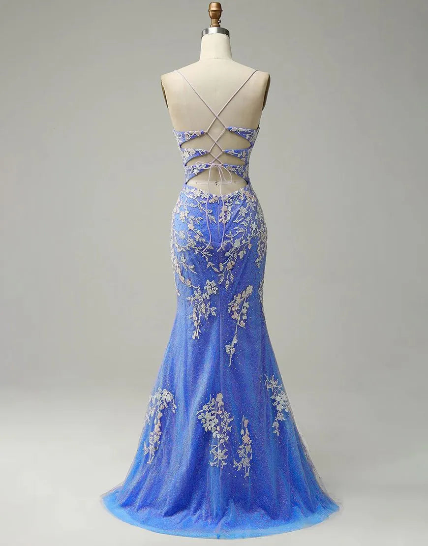 Mermaid V-Neck Prom Dress With Appliques