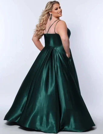 Gorgeous A-Line V-Neck Sleeveless Pleated Pocket Emerald Long Prom Dresses Women Gown