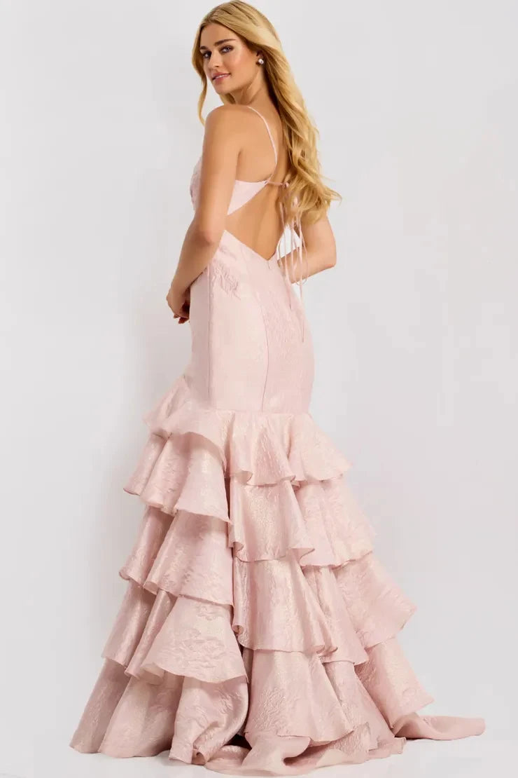 Gorgeous Mermaid Sweetheart Sleeveless Tiered Slit Pink Long Prom Dresses Women