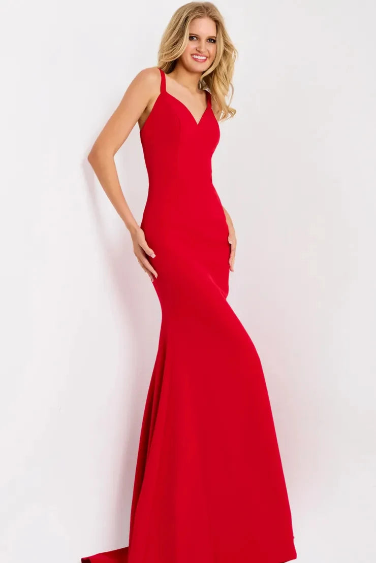 Gorgeous Mermaid V-Neck Sleeveless Cutout Red Long Prom Dresses Women Gown