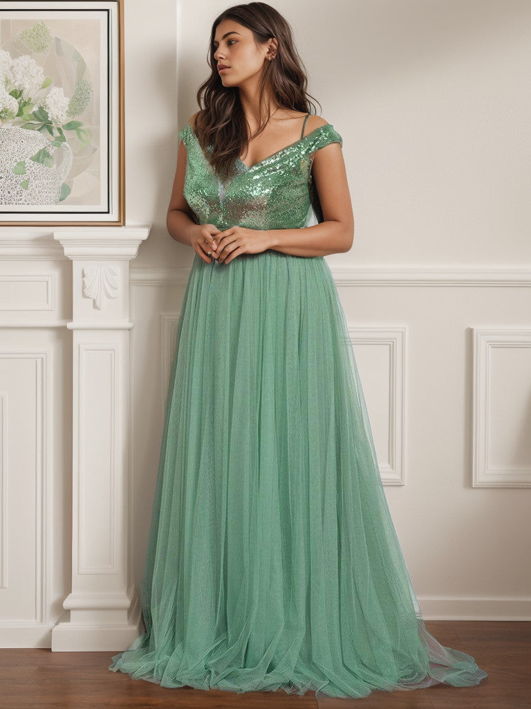 Plus Size Long Sequin Special Occasion Dresses