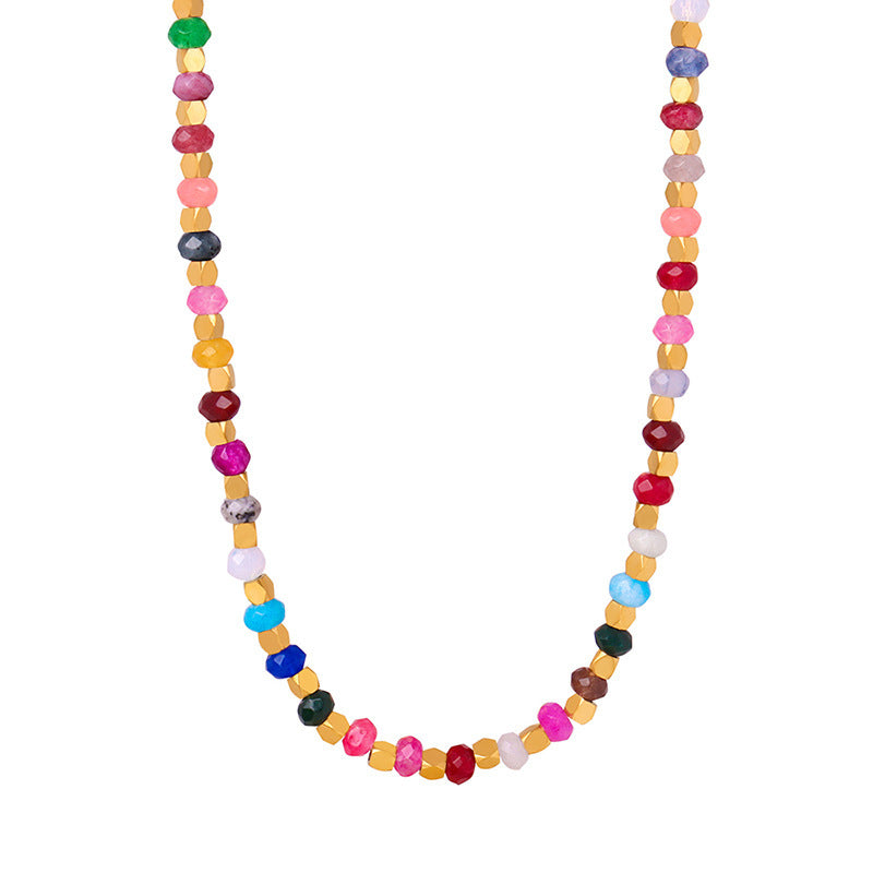 Elegant three-piece necklace set with natural tourmaline stones.