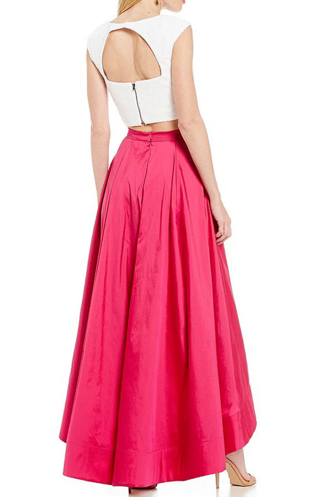 Sleeve Two Piece Prom Dress Sequin Cocktail Formal Gown