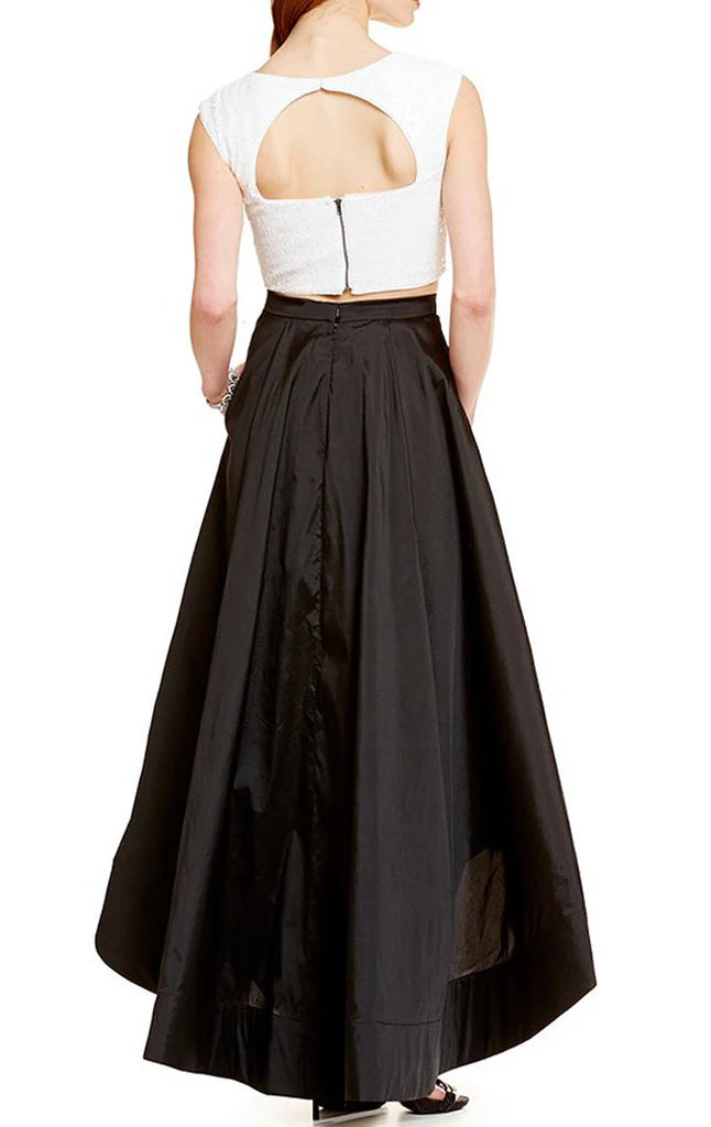 Ärmel Zweiteiliges Ballkleid Pailletten Cocktail Abendkleid