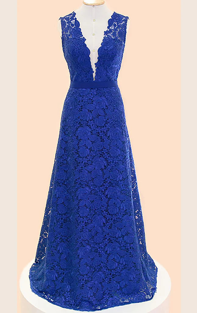 Träger V-Ausschnitt Spitze Ballkleid Abendkleid