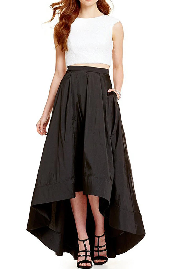 Ärmel Zweiteiliges Ballkleid Pailletten Cocktail Abendkleid