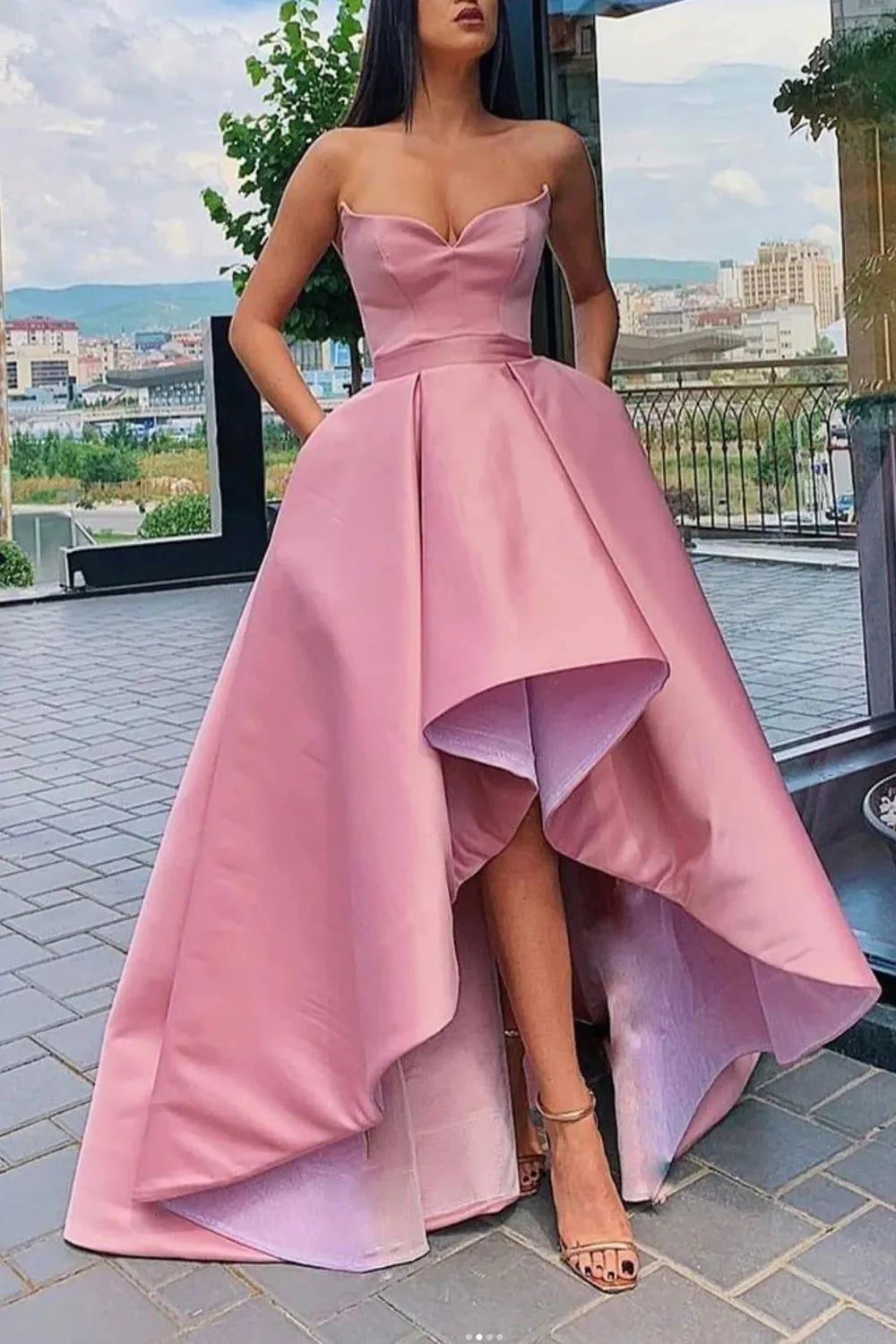 A-line High Low Sweetheart Prom Dress