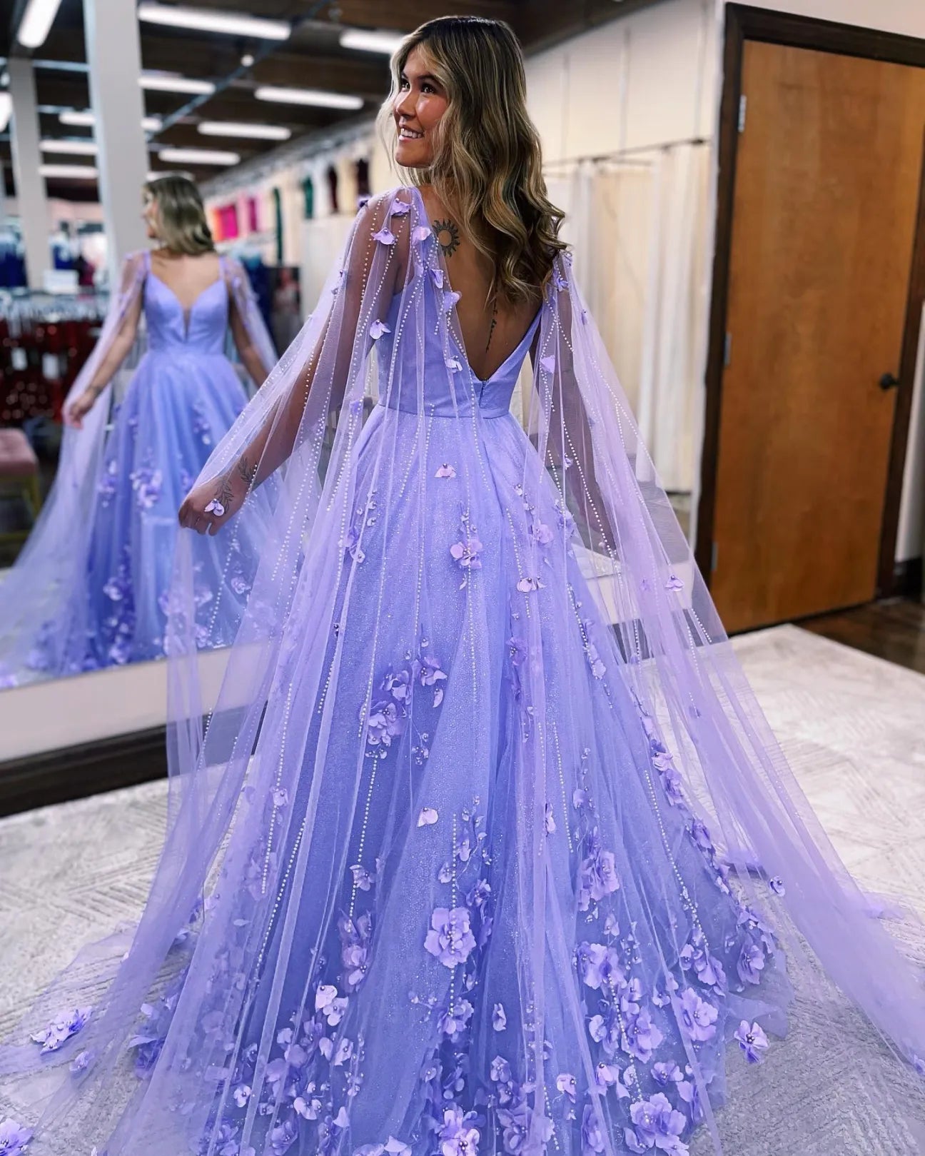 A-line 3D Flowers Prom Dress