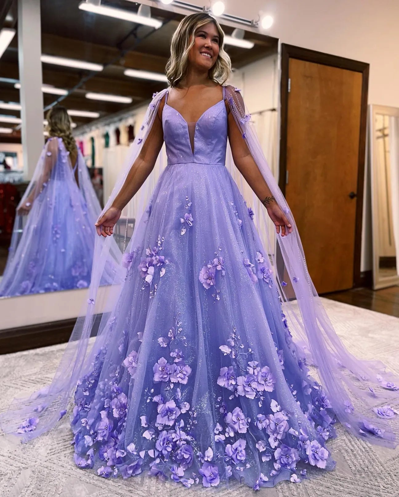 A-line 3D Flowers Prom Dress