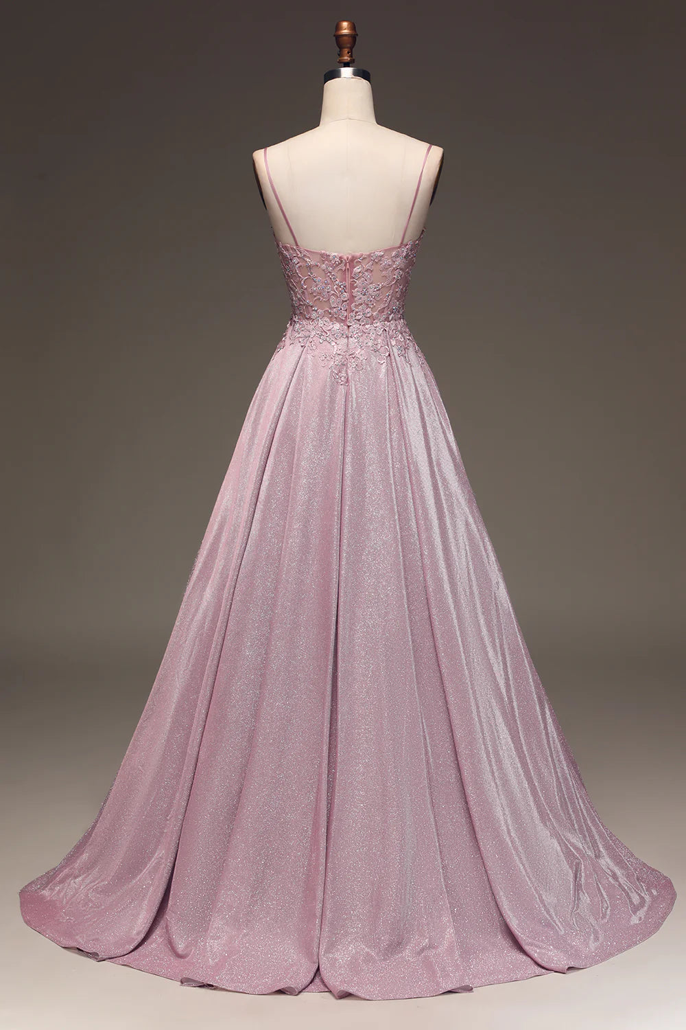 Beaded Spaghetti Straps Ball Gown with Appliques