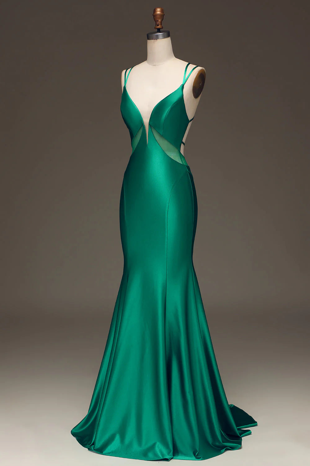 Mermaid Prom Dress with Lace-up Back V-neck Satin