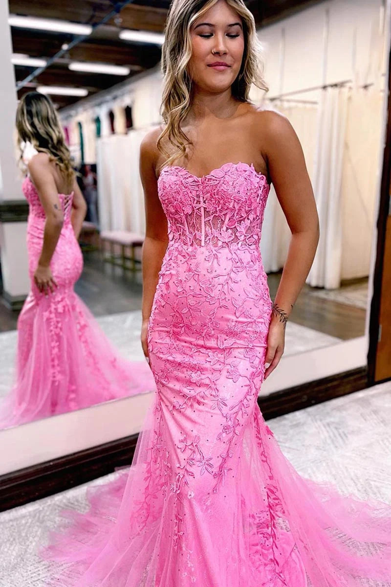 Sheath  Column Prom Dresses Elegant Dress Formal Prom Floor Length Sleeveless Spaghetti Strap Tulle with Appliques