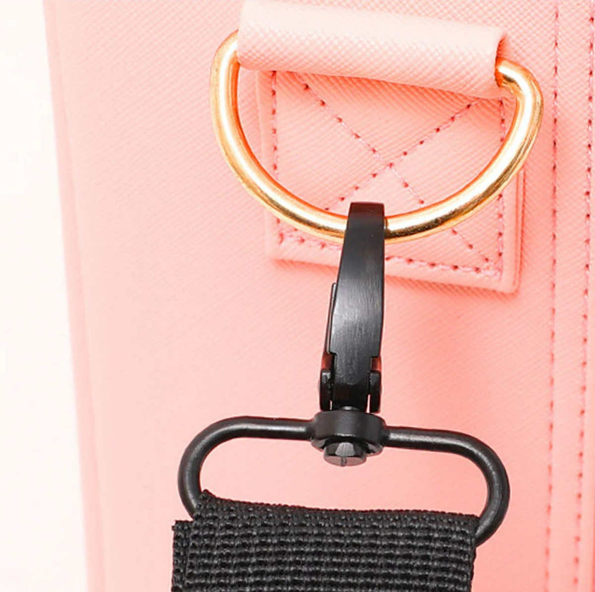 Makeup bag holding skincare and toiletries.