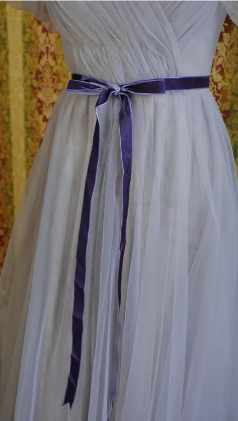 Lavender Off-the-Shoulder Tulle Corset Back Tea Length Prom Dress
