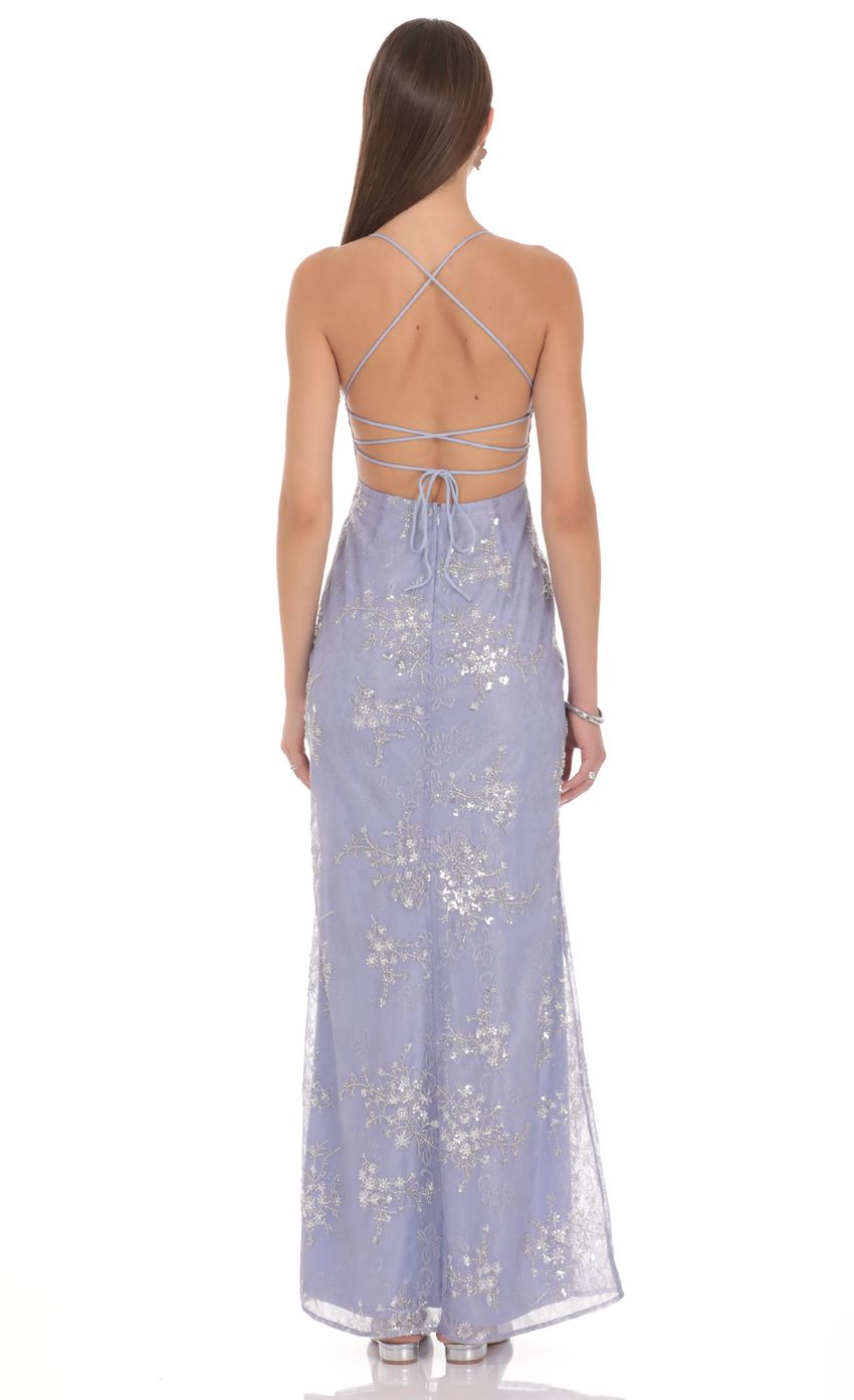 Lavender Spaghetti Strap Prom Dress With Sequin Floral Embroidery Formal Prom Dress