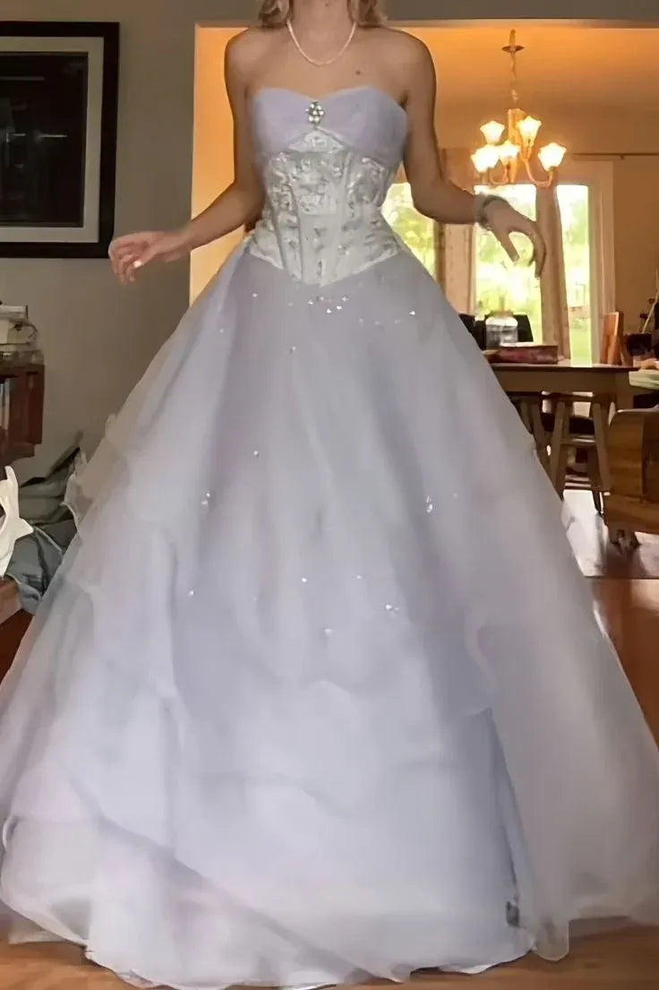 Lavender Strapless Ball Gown Prom Dress Corset Bodice Formal Prom Dress