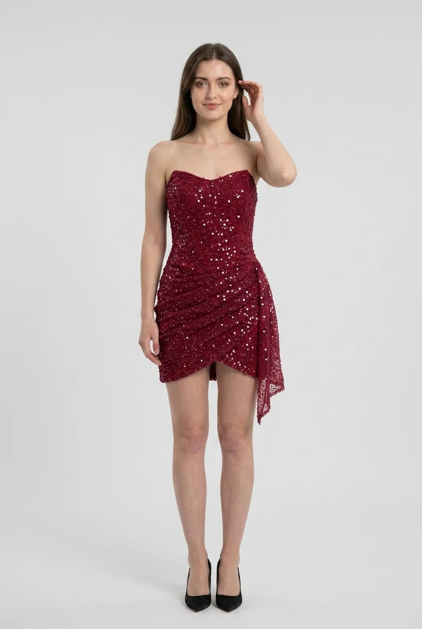 Blushing Pink Sequins Cocktail Dresses Woman Elegant Wedding Prom Dress Gowns Mini Graduation Dress Vestido de graduación Vestido de fiesta Homecoming Dresses