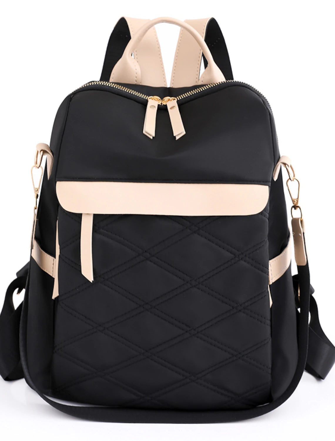 Interior view of the large capacity black backpack.