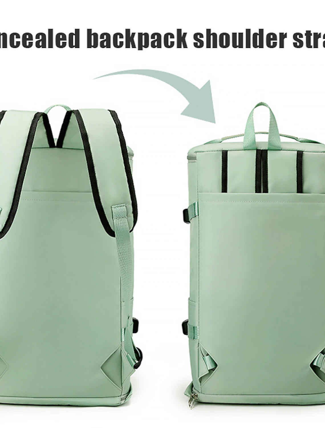 Close-up of waterproof grey nylon fabric on the duffle bag.