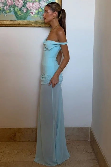Luxury Aqua Prom Dresses One Shoulder with Satin Mermaid Silhouette and Twist Detail