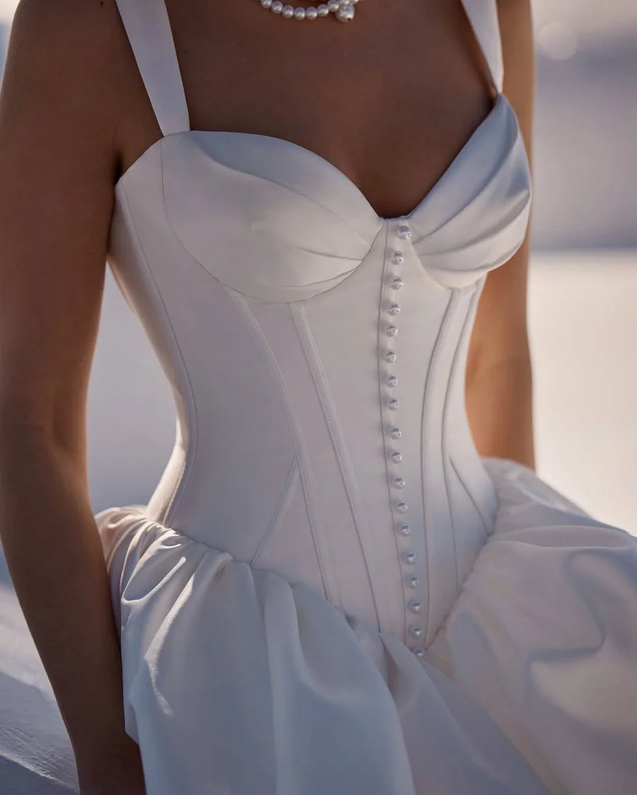 Luxury Ivory Satin Sweetheart Neck Corset Bodice Drop Waist Ball Gown Prom Dresses