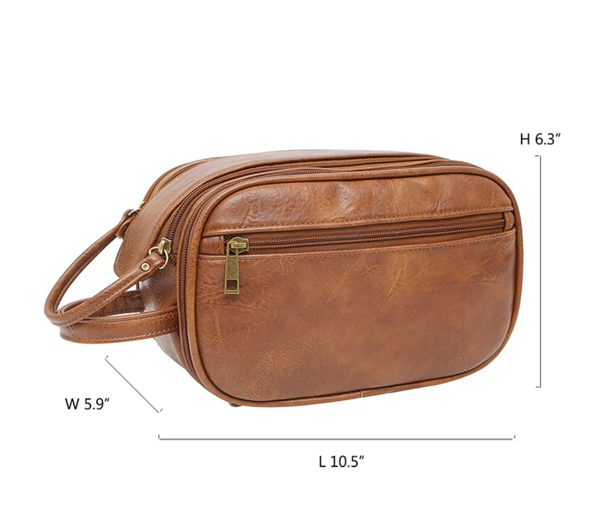 Front view of men's durable wash bag.