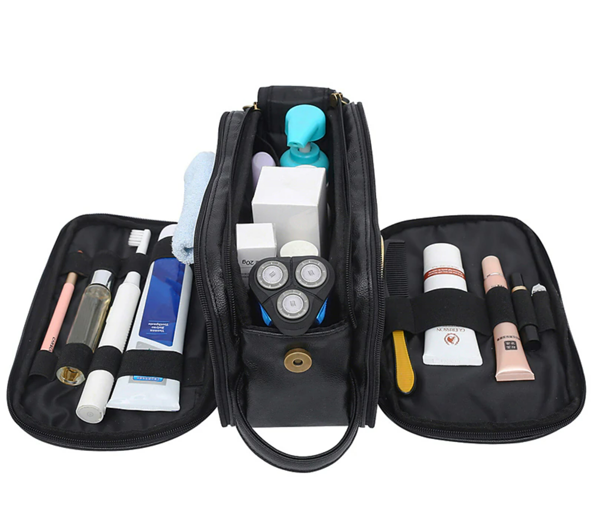 Side view of men's travel storage bag.
