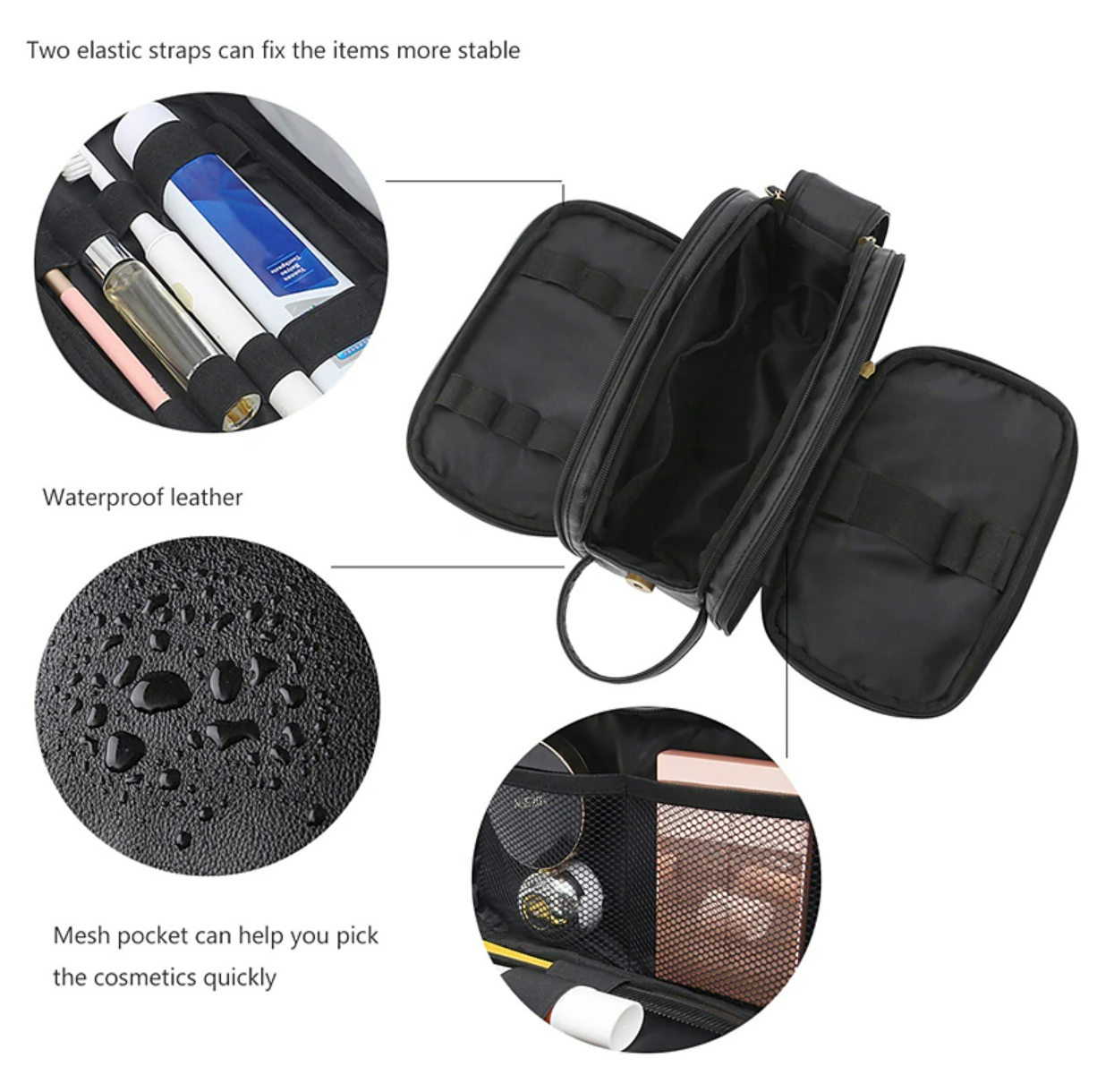 Textured men's toiletry bag for travel.