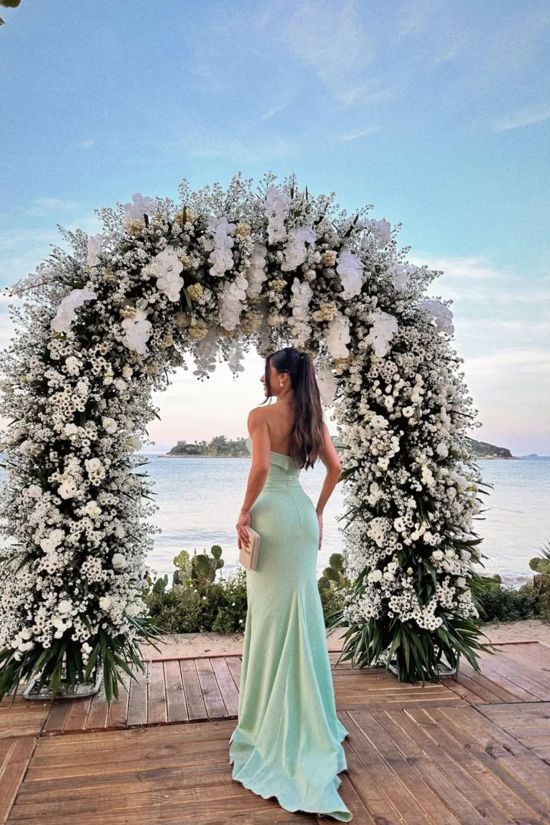 Mint Green Strapless Mermaid Prom Dress With Fold-Over Neckline Formal Prom Dress