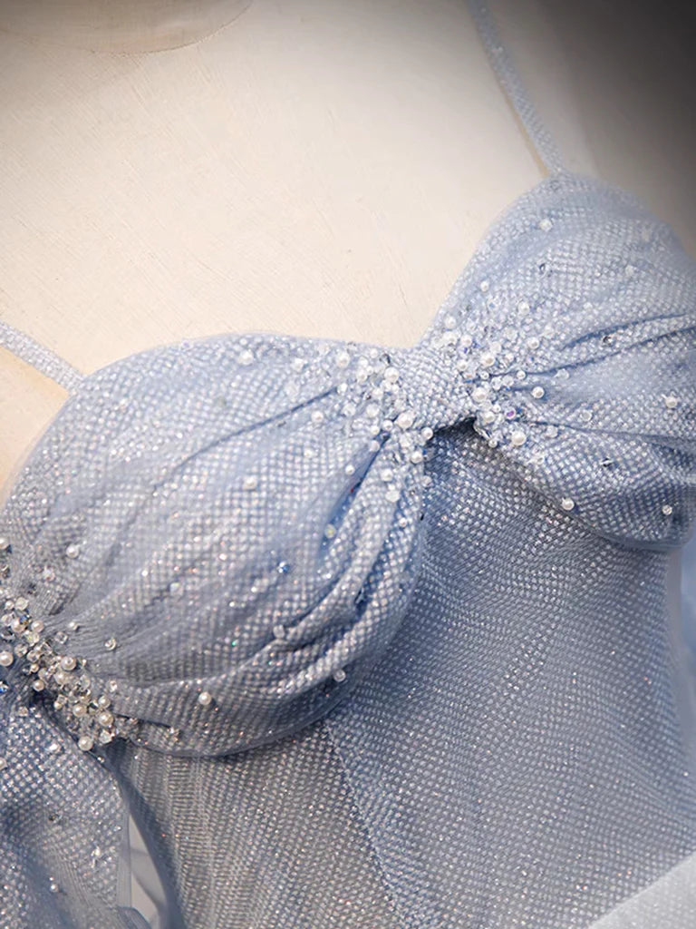 A-Line Off Shoulder Tulle Long Prom Dress