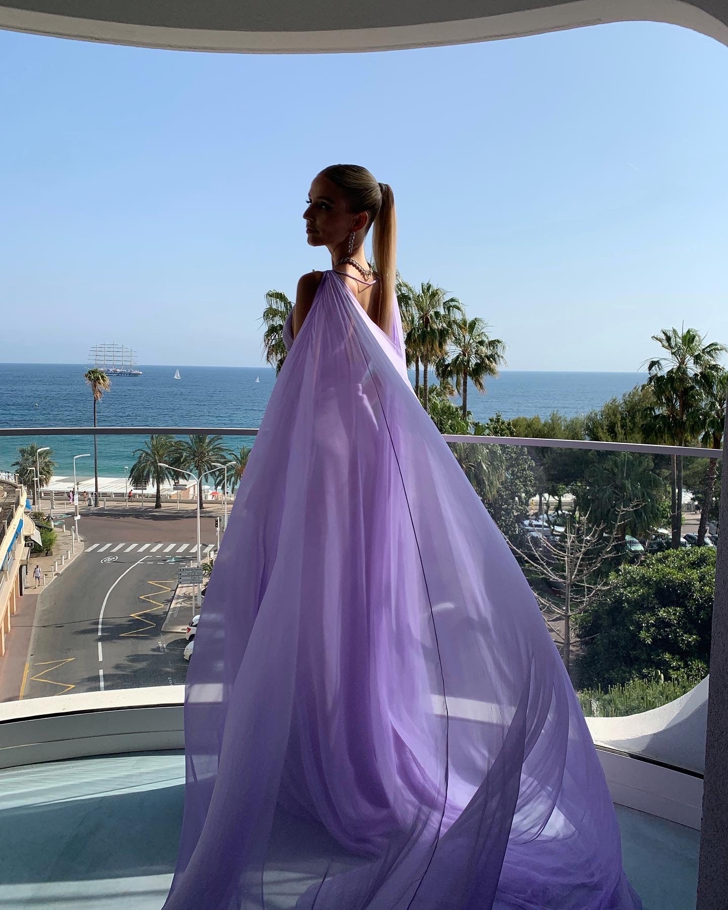 Simple A Line V Neckline Lilac Long Chiffon Prom Dresses