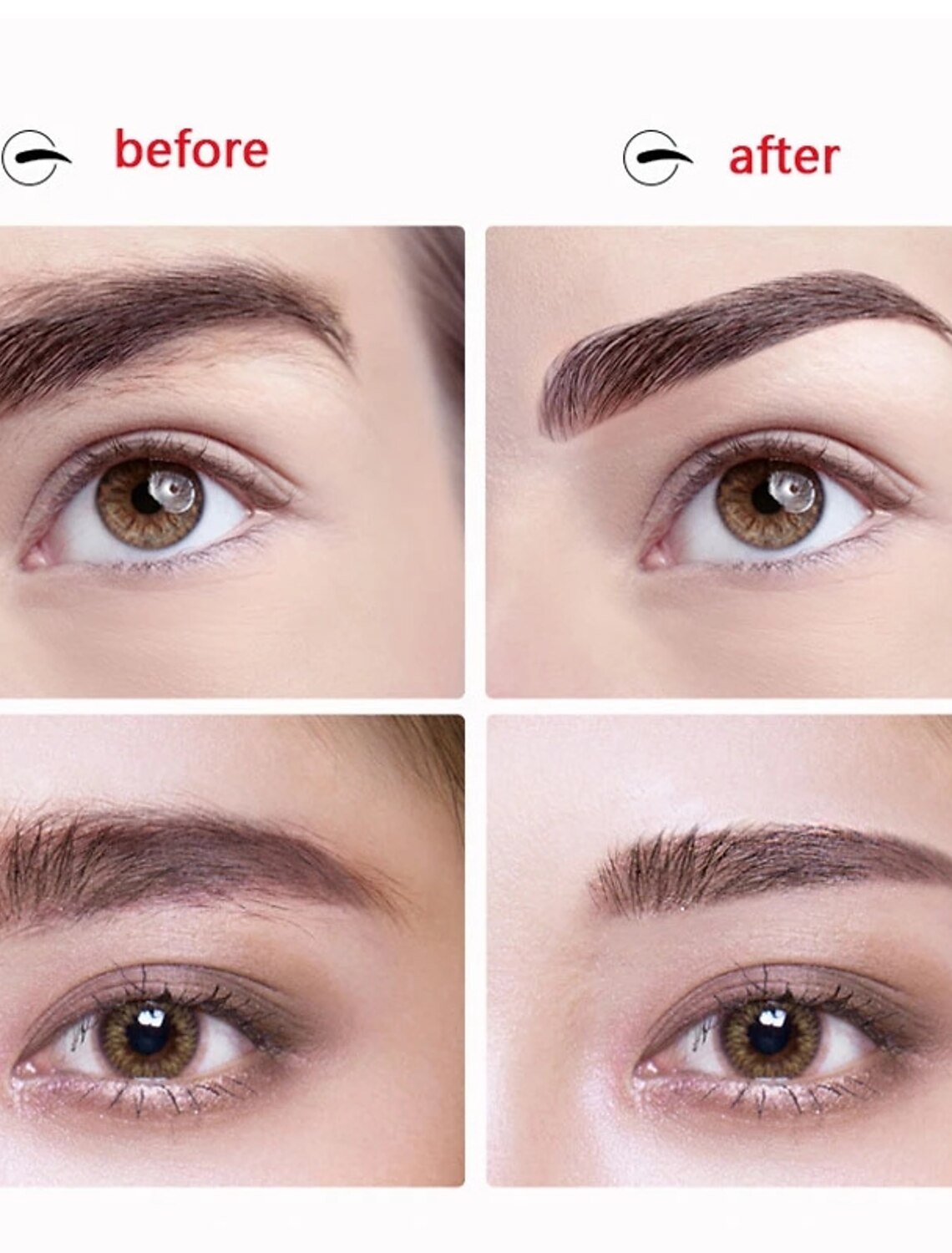 Woman using electric eyebrow trimmer for precise grooming.