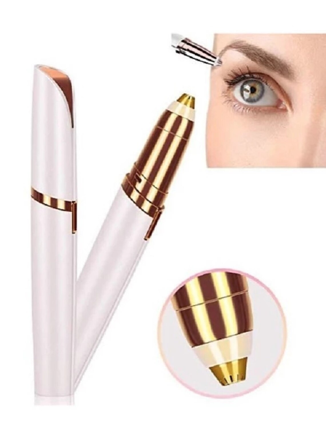 Close-up of the precision trimming head of the epilator.