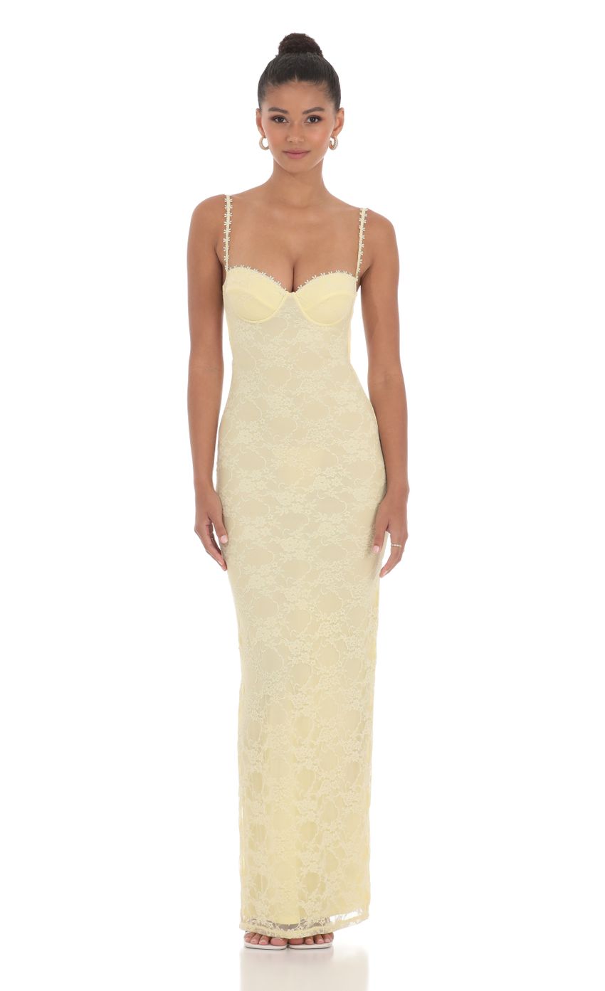 Pale Yellow Spaghetti Strap Prom Dress With Lace Overlay Corset Bodice Formal Prom Dress