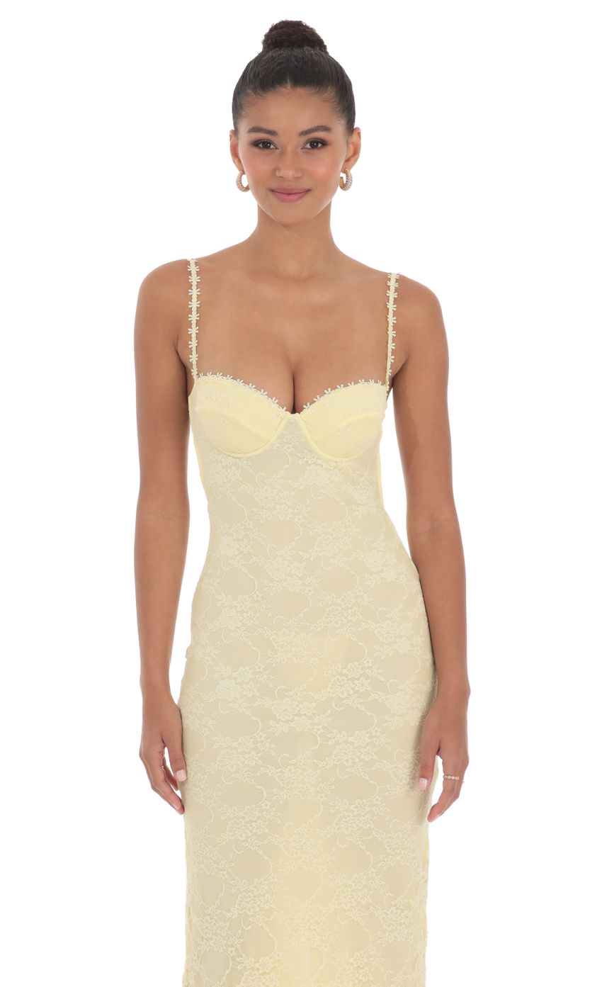 Pale Yellow Spaghetti Strap Prom Dress With Lace Overlay Corset Bodice Formal Prom Dress