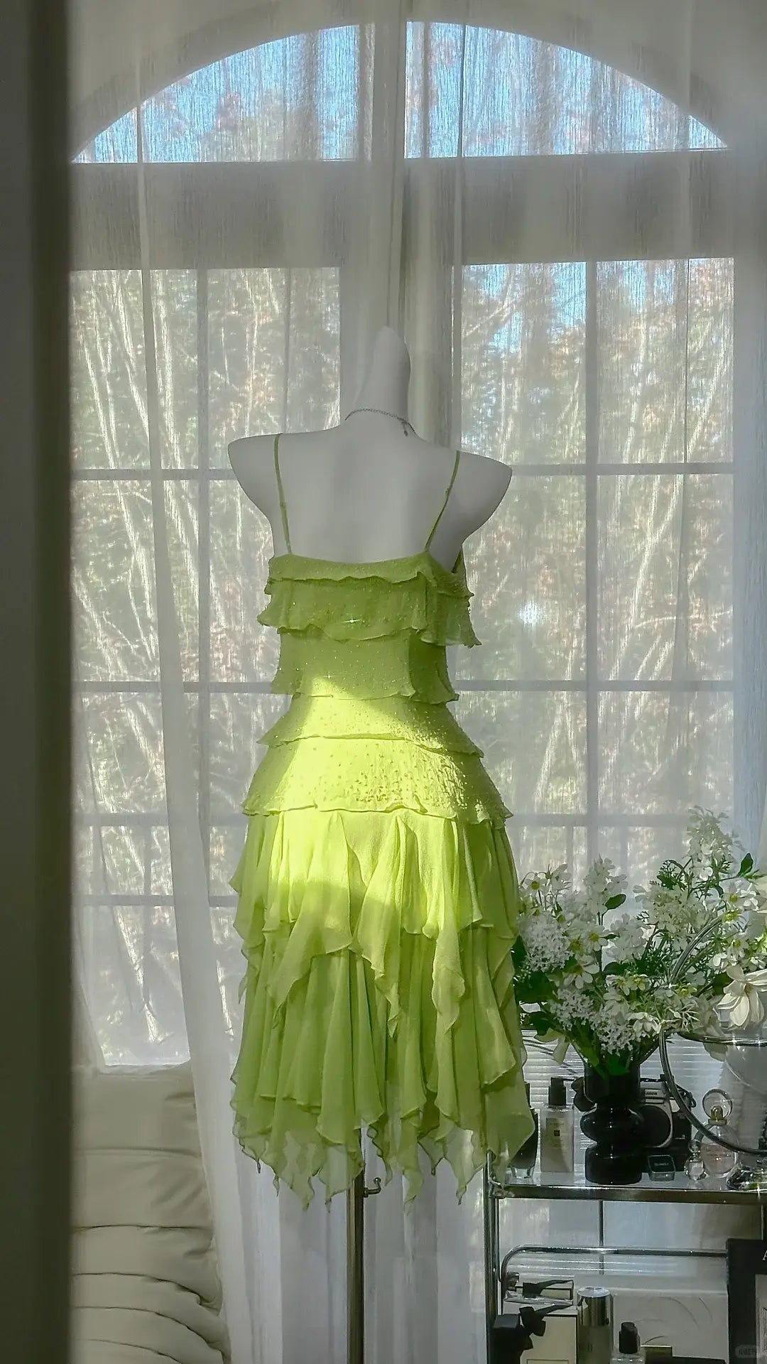 Playful A-Line Sweetheart Sleeveless Tiered Ruffle Lime Green Short Homecoming Dress