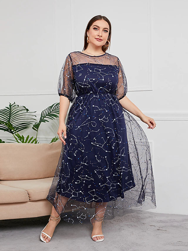 Back view of the Plus Size sparkling sequin tulle Mother of the Bride dress.