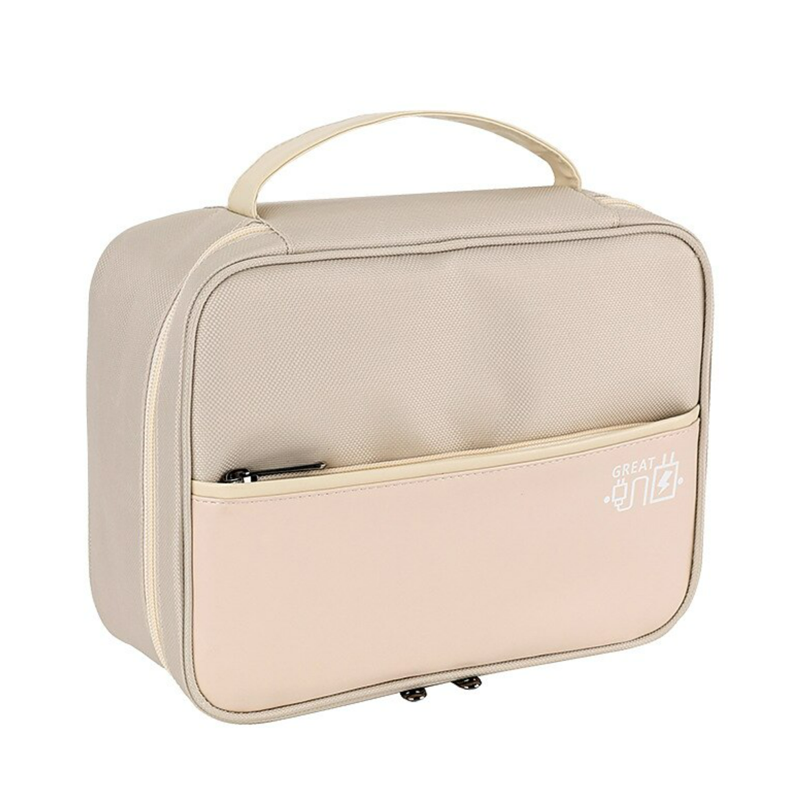 Open digital organizer bag showing internal compartments for cables.