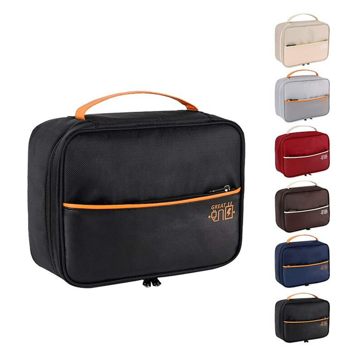 Digital bag with a phone and charging cable, demonstrating use.