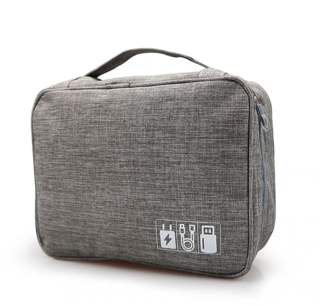 Side view of the portable gadget organizer bag.