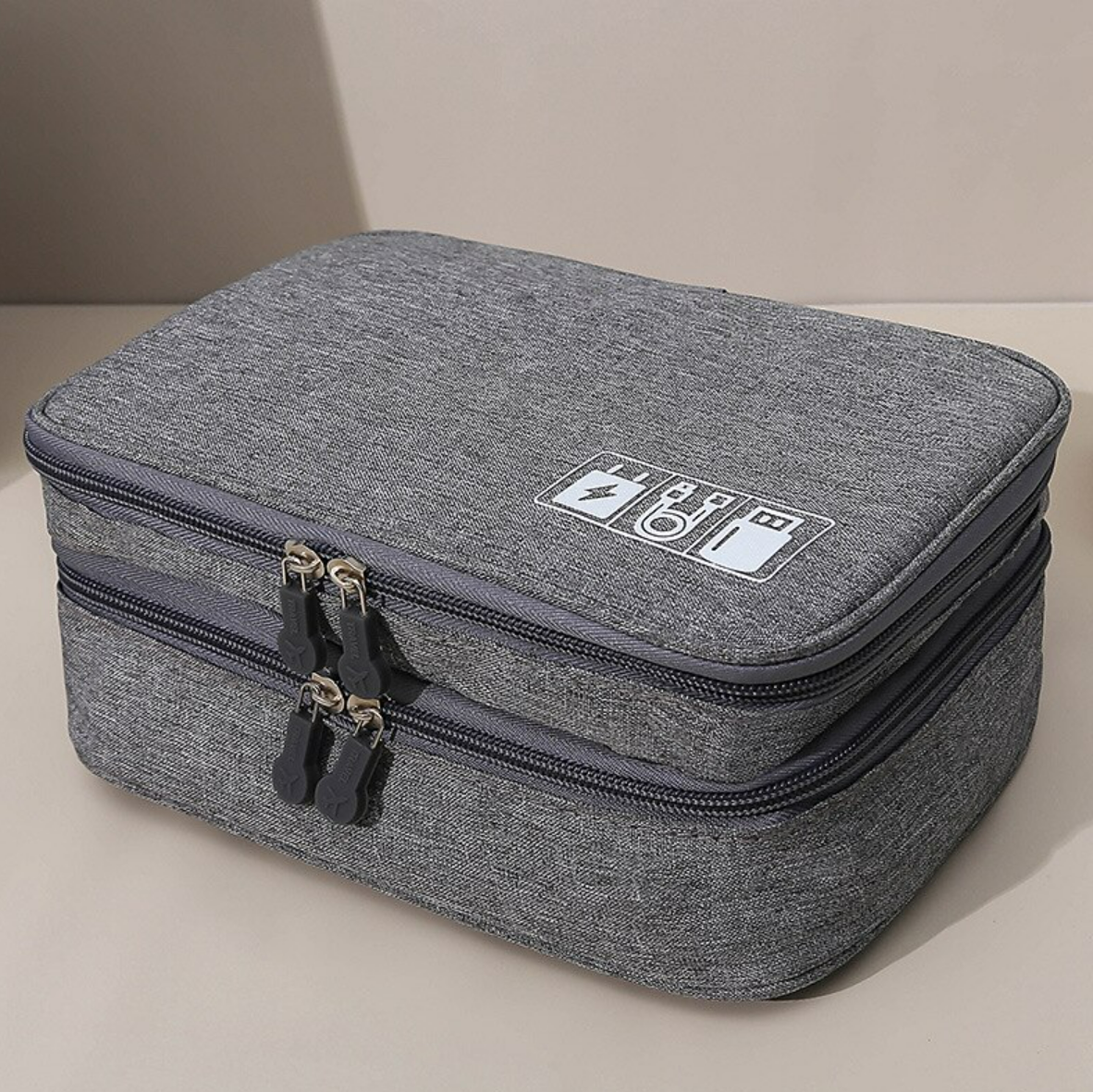 Side view of the compact electronic accessory bag.