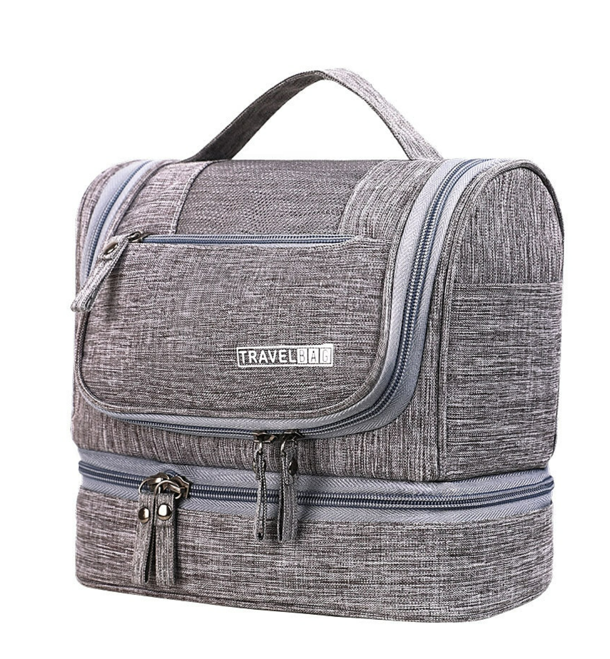Compact travel wash bag for easy packing.