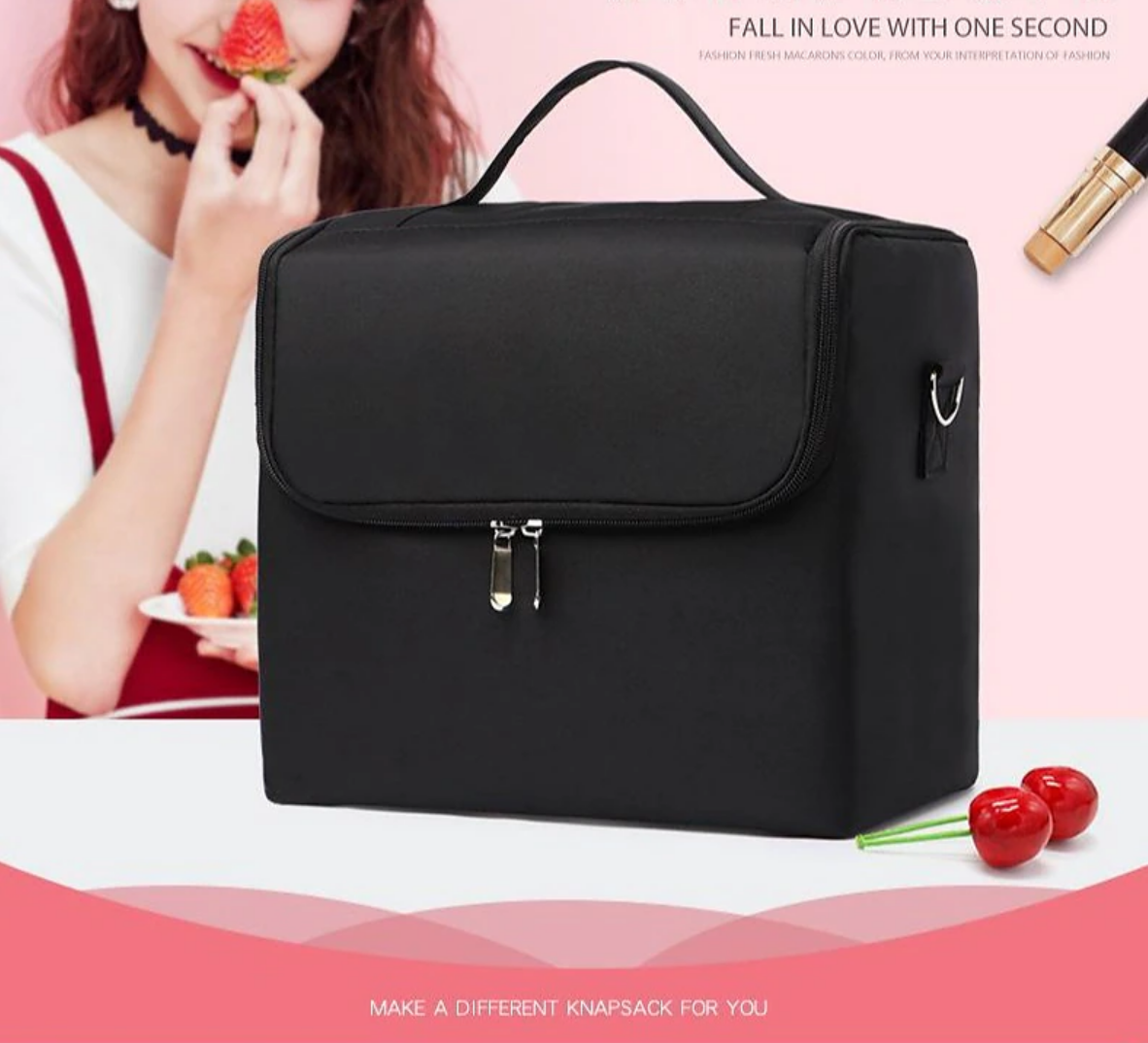 Professional multi-layer makeup box, closed view.
