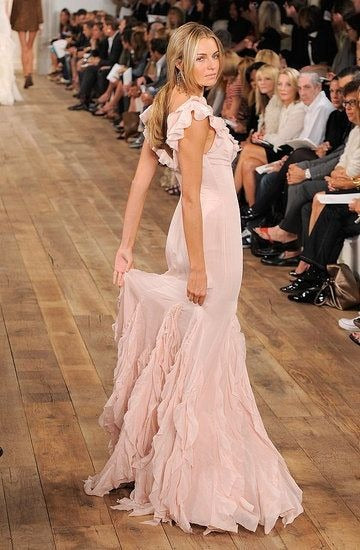 Prom Dress Blush V Neck Mermaid Maxi Dress With Ruffled Sleeves And Chiffon Skirt Formal Evening Party Gown