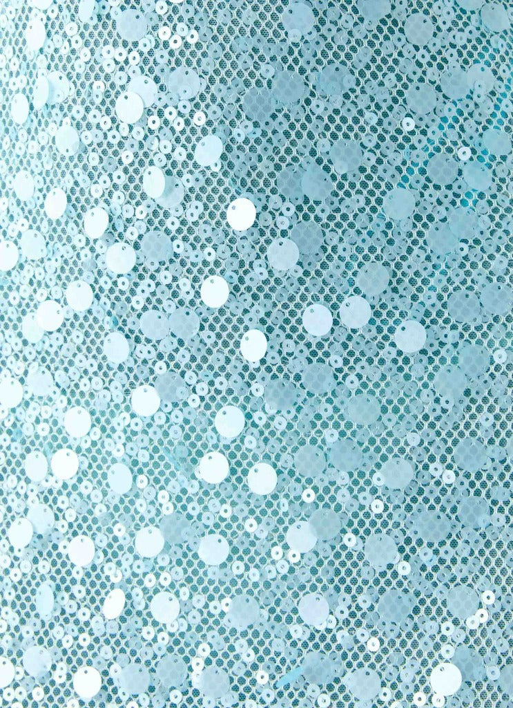 Prom Dress Light Blue Halter Neck Maxi Dress With Plunge V Neck Open Back Large Sequins Formal Evening Party Gown