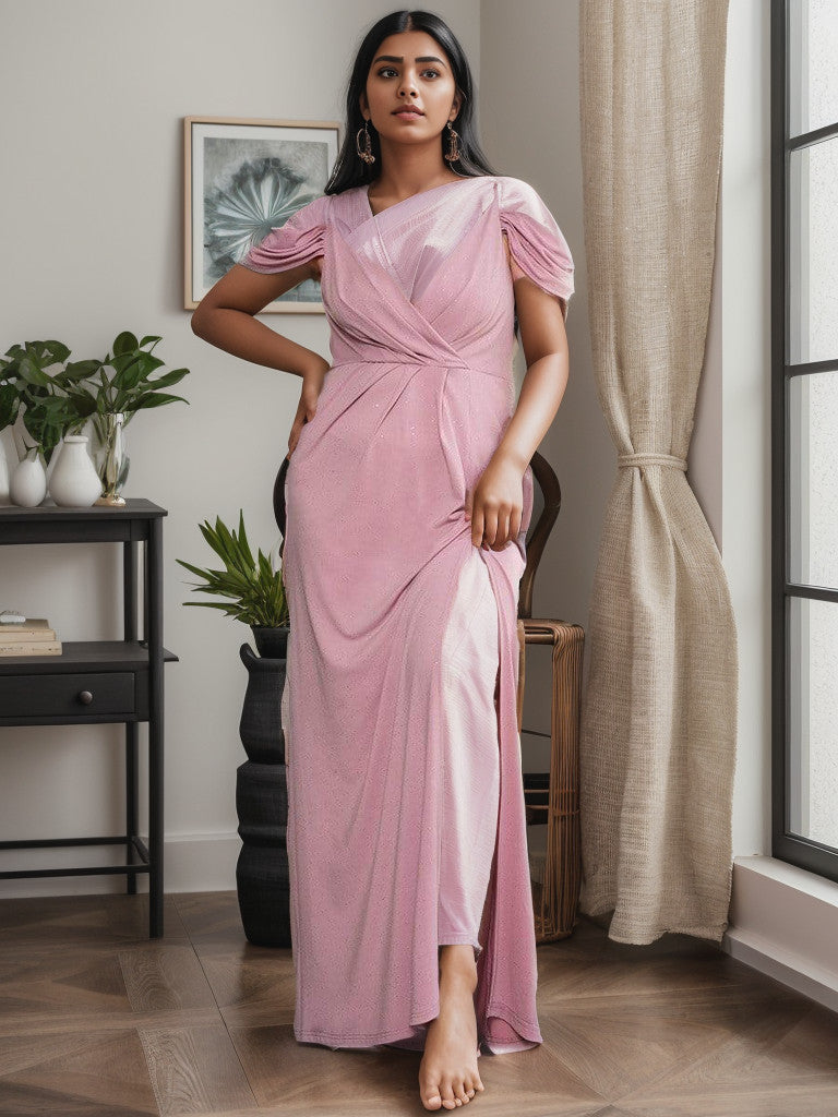 Plus Size V-Neck Cold Shoulder Floor-Length Evening Dress