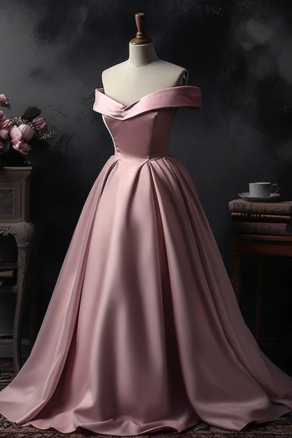 A-Line Sleeveless Off-the-Shoulder Strapless Long Prom Dress
